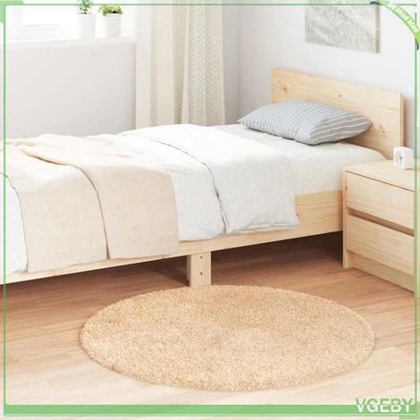 Tapis Shaggy - FAFEISY - NAVARRA - beige - 100x100 cm - antidérapant (1/5)