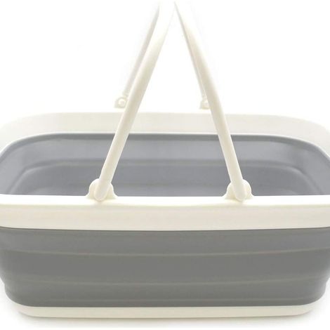 Blanc grisâtre 38&29&7cm Panier de rangement pliable, rangement portable, panier de rangement simple pour salle de bain, idéal pour les jouets et autres petits objets. (1/5)
