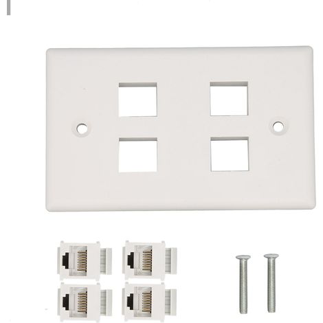 Plaque Murale Ethernet 4 Ports Cat6, Fixation Solide et Gain de Place, pour Bureau et Domicile (1/5)