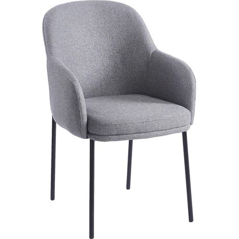 Lot de 8 chaises modernes matelassées Inaya Métal Noir et Tissu Gris (1/5)