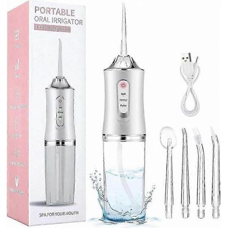 Hydropulseur portable sans fil, 4 en 1, avec 4 jets et 3 modes, blanc (1/5)