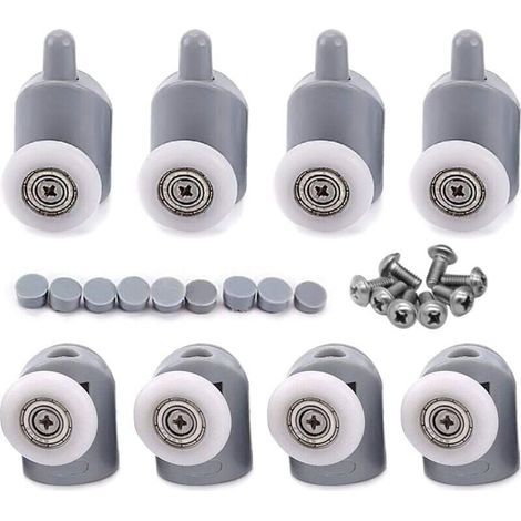 Roulettes réglables à double rouleau (8 pièces), pour porte de douche/salle de bain, 25 mm (1/4)