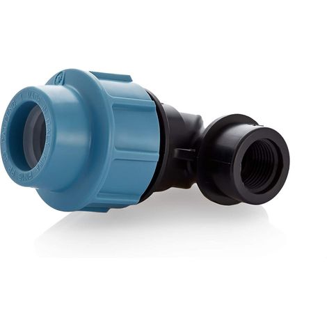 Raccord réducteur à compression coudé à 90 degrés en plastique MDPE PE, adaptateur femelle 3/4" 25 mm (1/4)