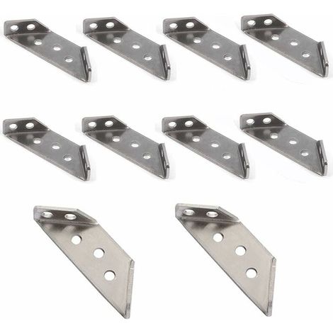 Soportes de esquina de metal, soportes de ángulo de acero inoxidable, soportes de esquina triangulares de reparación para muebles, estantes, gabinetes, mesas y sillas, 20 unidades (1/5)