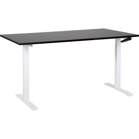Schreibtisch manuell höhenverstellbar DESTINES 160 cm 72 cm Schwarz / Weiß (1/5)