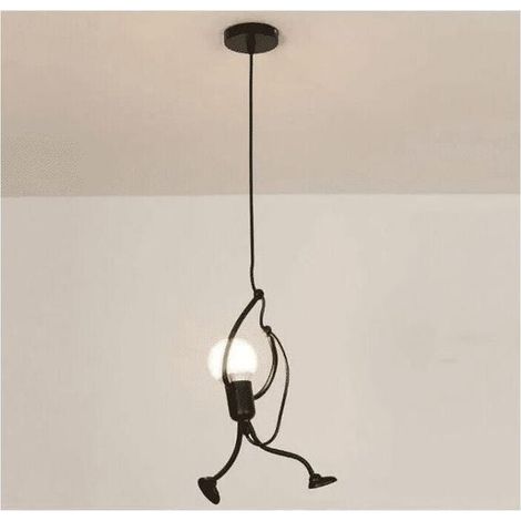 Suspension moderne en fer avec design dessin animé créatif, lampe suspendue noire pour chambre d'enfant, chevet, salon ou grenier--TRIMEC (1/2)