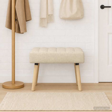 Banc capitonné crème en tissu avec coussin épais 60 x 40 x 45 cm - PANGIVO (1/5)