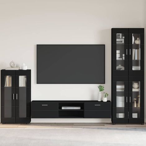 vidaXL Credenza FLORIN Nero 55,5 x 29 x 100 cm Legno multistrato (1/5)