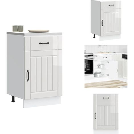Armoire de cuisine Lucca blanc brillant bois ingénierie - Armoire De Cuisine - Armoires De Cuisine - Meuble D'évier - Meuble D'évier De Cuisine (1/5)