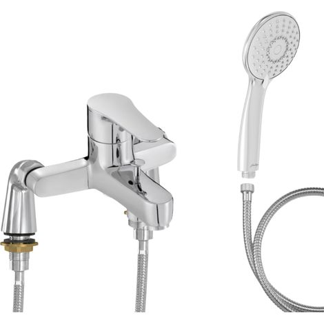 Mitigeur baignoire JACOB DELAFON July + pommeau de douche Juliette + flexible de douche métal + colonnettes Idro'Flex (1/4)