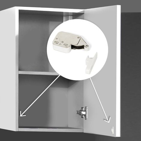 emuca lote de 10 cierres de vaivén para muebles fast latch, acero y plástico, blanco (1/3)