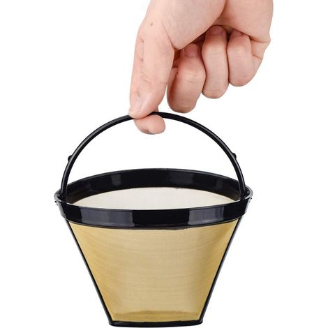 Zwei wiederverwendbare Kaffeefilter mit Edelstahlgewebe, mit denen Sie 8 bis 12 Tassen Kaffee filtern können.