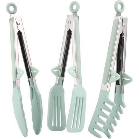 3 pièces pince cuisine inox, silicone alimentaire résistant à 315°C, pince spaghetti barbecue et service