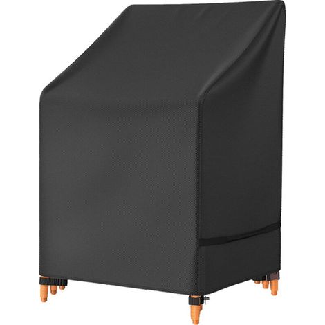 YMYNY Lot de 2 housses de chaise de jardin empilables, 120 × 75 × 65 × 85 cm, imperméables, tissu Oxford 210D avec boucle de cordon, coupe-vent, protection UV, noir