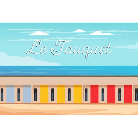 Tableau sur toile illustration le Touquet 30x45 cm - Impression sur Toile Murale Décorative - Image imprimée en HD sur Toile - Toile sur Châssis en Bois FSC - Fabriqué en France (1/5)