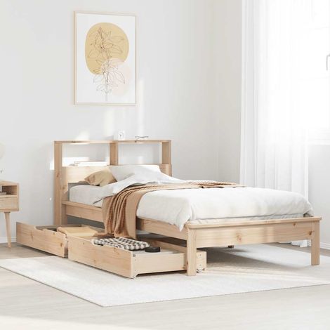 Bücherregalbett ohne Matratze 75x190 cm Massivholz Kiefer (1/5)