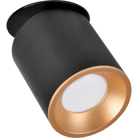 Spot encastré orientable GU10 noir/or Polux Haron Ø82 (1/2)