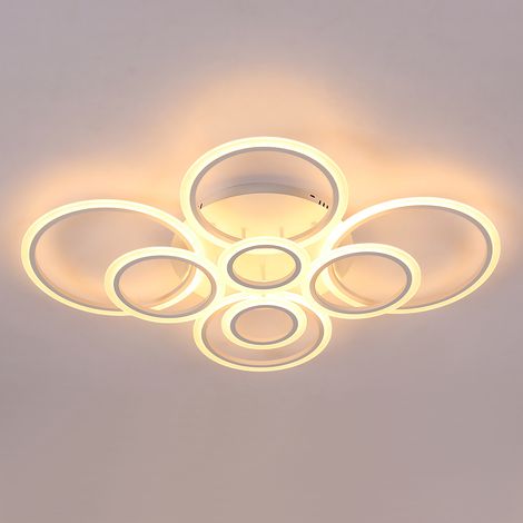 GOECO Plafonnier rond 142 W à intensité variable avec télécommande, luminaire suspendu moderne pour salon, cuisine et salle à manger, 3000-6500 K (1/5)