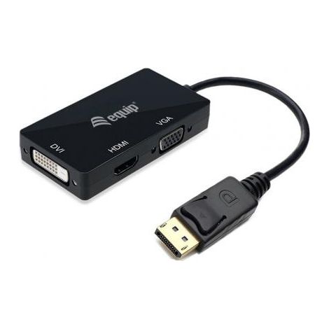 Equip 133441 cavo e adattatore video 0,24 m DisplayPort DVI-D + VGA (D-Sub) + HDMI Nero (1/4)