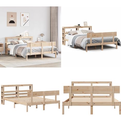 vidaXL Massivholzbett ohne Matratze 120x190 cm Kiefernholz