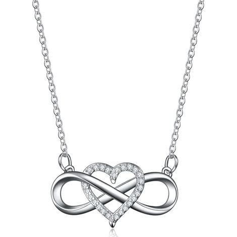 Série Infinity – Collier Cœur en Argent Sterling avec Chaîne Extensible et Pendentif Infini en Argent Sterling 925 (1/5)