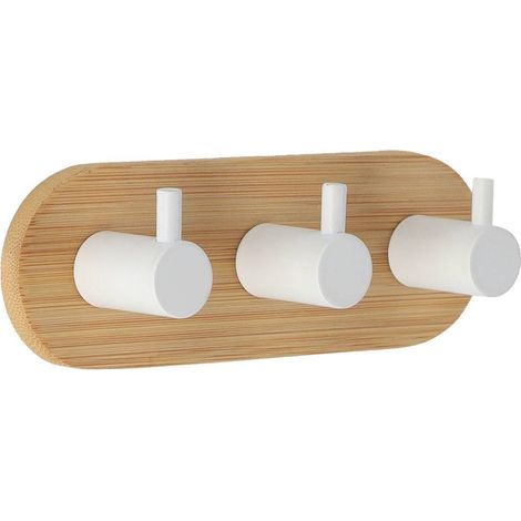Dreifach-kleiderhaken bambus metall lackiert 3m - weiss - Tendance (1/2)