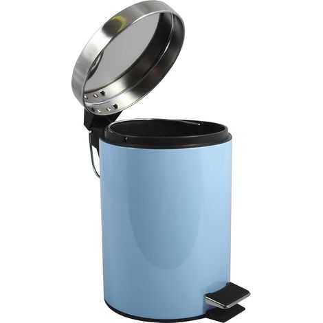 Poubelle Cosmétique Salle de Bain - Acier Inoxydable avec Seau Intérieur Amovible - Poubelle à Pédale Élégante - Compacte et Pratique - Bleu pastel - 3L (1/5)