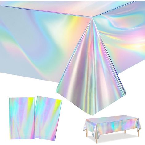 Lot de 2 nappes d'anniversaire pailletées 137x274cm Multicolore Feuille Métallique