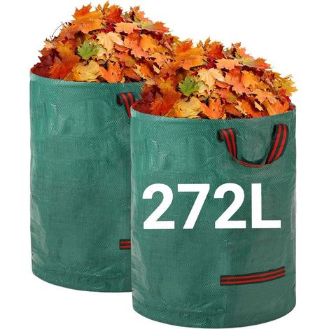 Sacs de jardin robustes - 272 L x 2 sacs de jardin réutilisables avec poignées - Tissu industriel pour feuilles, déchets et débris - Sacs de jardin imperméables (1/5)