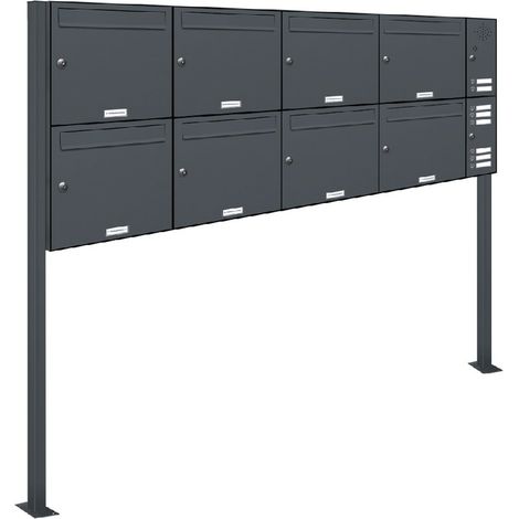 8er Briefkasten Standanlage Freistehend RAL 7016 Anthrazit Klingel (1/5)