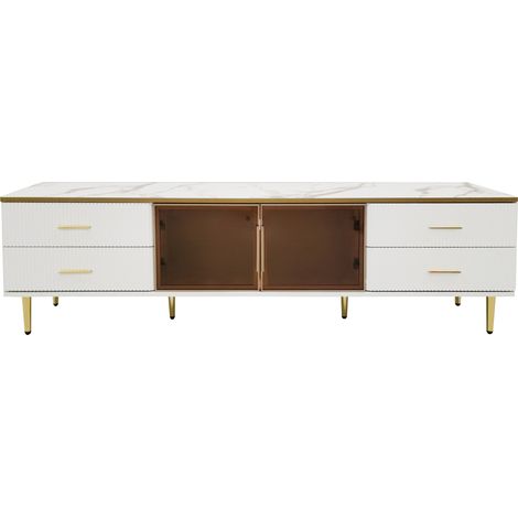 Meuble TV Moderne Avec Effet Bois, LED Variables, 175 (l) X 31 (p) X 41 (h) Cm (1/5)