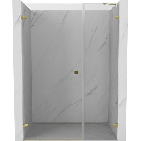 Mexen Lunar-B porta doccia battente sinistra 145 cm, trasparente, dorata - 832S-145-050-50-00-L (1/5)