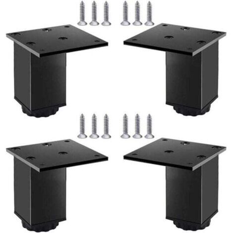 Pieds de meubles réglables en aluminium, lot de 4, pour meubles, canapés et tables, noir, 10 cm (plage de réglage 100-118 mm)-Muntra (1/4)