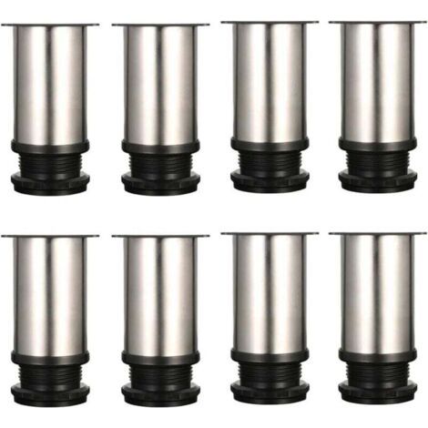 Pair Set mit 8 verstellbaren Möbelfüßen - Chrommetall - Höhenverstellbar (Gesamt: 80-95 mm)