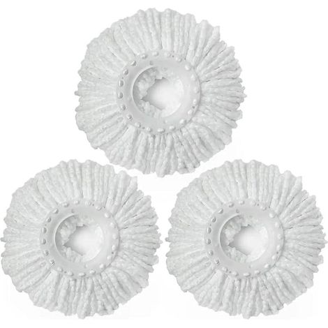 Lot de 3 têtes de Rechange pour Balai Magique Rotatif à 360°,recharges de serpillère en Microfibre,Forme Ronde,Taille Universelle Standard (1/5)