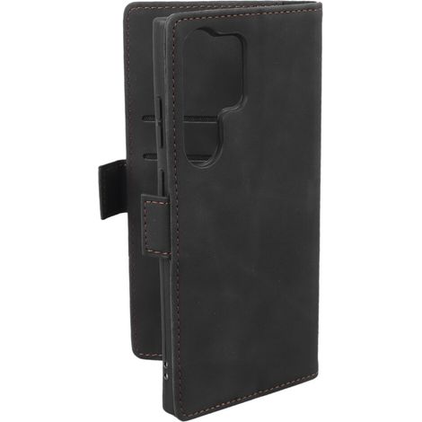 Custodia a libro in similpelle PU per Samsung S23 Ultra con slot per scheda SIM - Nera (1/2)