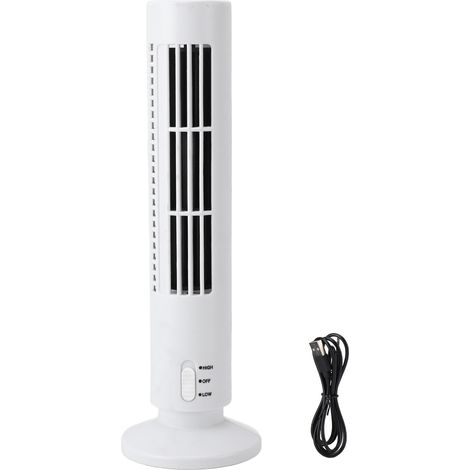 Ortviai Ventilateur sur pied compact sans hélice, blanc, silencieux, 2 vitesses, USB, 6 x 33 cm (1/5)
