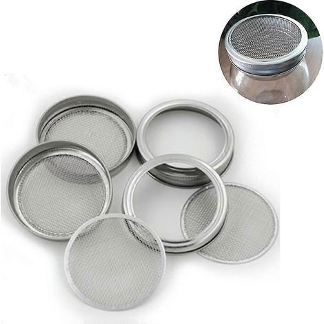6er-Pack Deckel für Keimgläser, passend für Gläser mit normaler Öffnung, einfaches Ziehen frischer Sprossen zu Hause, Sieb für Einmachgläser, Deckel aus Edelstahl 304 zum Anpflanzen (1/4)