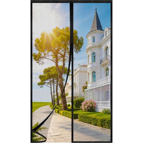 Moustiquaire Porte Fenetre 100x210cm, Rideau Anti Mouche Magnétique, Moustiquaire Pour Porte à Maille Très Dense, Fermeture Automatique, pour de Balcon, Chambre, Noir (1/5)