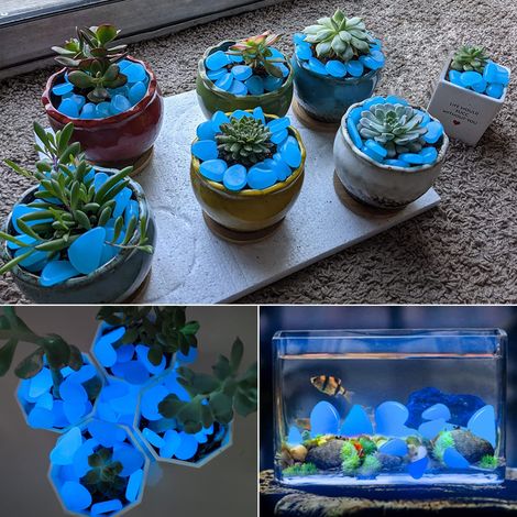 Lot de 200 galets phosphorescents pour aquarium, jardin, bonsaï, étang, décoration pour jardin, allée, pelouse (1/5)