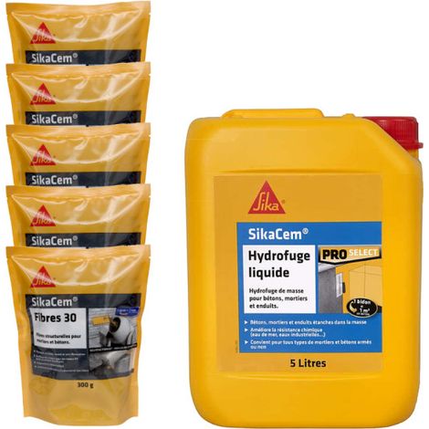 SIKA Masonry Pack - 5x SikaCem Fibre 30 300g - SikaCem Liquid Water Repellent 5L
