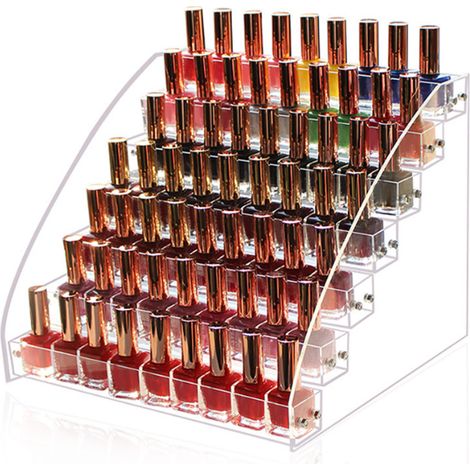 Boîte de rangement de bureau pour rouge à lèvres, étui de rangement transparent en plastique pour maquillage, parfum et vernis à ongles. (1/5)