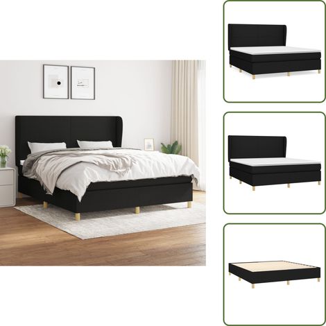 Boxspringbett mit Matratze Schwarz 160x200 cm Stoff - Boxspringbett - Doppelbett - Schlafraumgestaltung - Bettenausstattung - Massivholzbette (1/5)