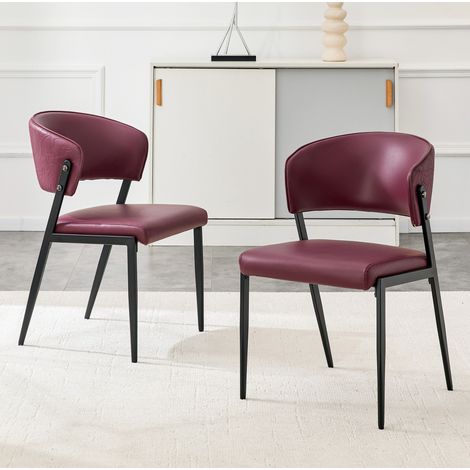 MEUBLIV set di 2 sedie da pranzo rosse in similpelle con schienale ergonomico (1/5)