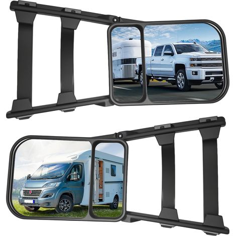 Lot de 2 rétroviseurs de rechange pour caravane et voiture, rétroviseurs de caravane universels ajustables, rétroviseurs supplémentaires pivotants à 360°, adaptés à tous les véhicules (1/5)