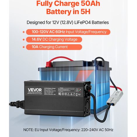 Chargeur Batterie Lithium LiFePO4 Intelligent 12 V 10 A 14,6 V CA CC avec Connecteur Anderson, Indicateur LED, Activation 0 V, Char… (1/5)