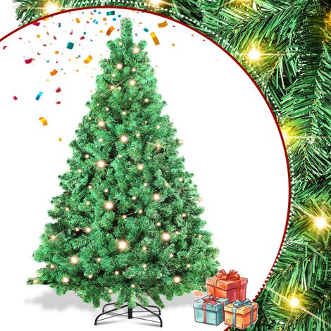 SWANEW 150cm Albero di Natale artificiale da con illuminazione, 8 modalità di illuminazione con supporto in metallo, albero di Natale in PVC per decorazioni natalizie (1/5)