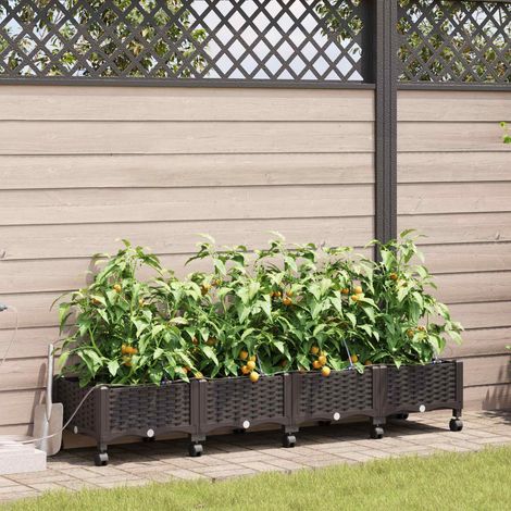 Teenpull – Garten Blumenkübel mit Bewässerung und Rädern 4 Stk. Braun PP (1/5)
