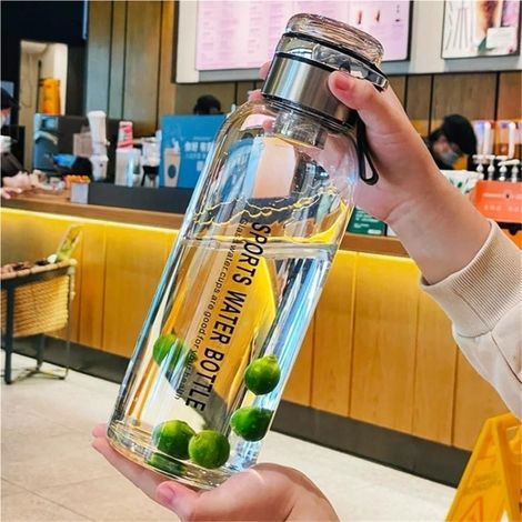 Botella de agua de vidrio de 2 litros a prueba de fugas con funda aislante, recipiente portátil para jugo y té para actividades al aire libre. (1/5)
