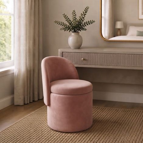 Blush Versatile Velvet Storage Ottoman Chair (1/2)